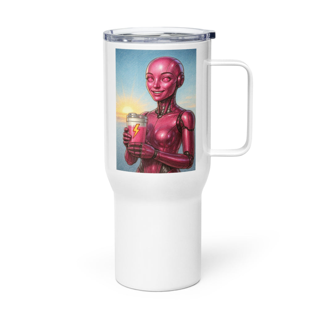 Pink Android Woman Travel mug with a handle