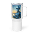 Blue Android Woman Travel mug with a handle