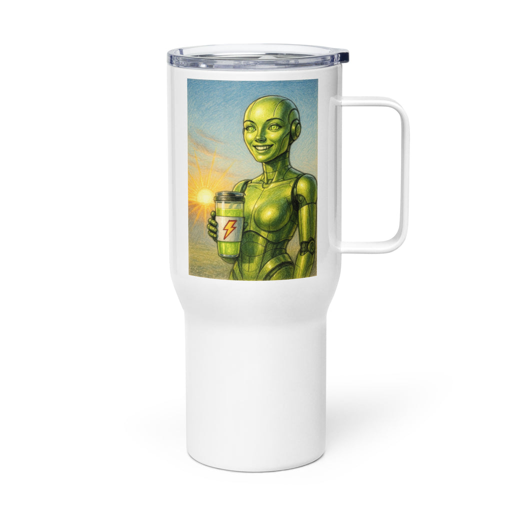 Lime Android Woman Travel mug with a handle