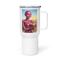 Magenta Android Woman Travel mug with a handle