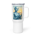 Light Blue Android Woman Travel mug with a handle