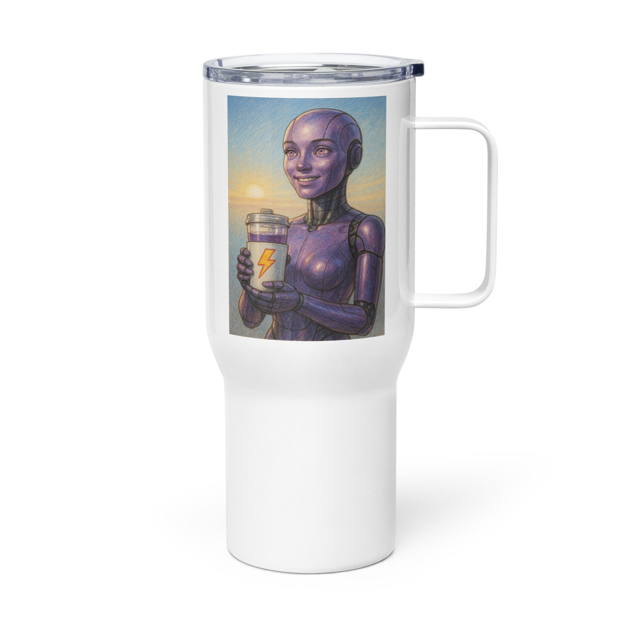 Purple Android Woman Travel mug with a handle