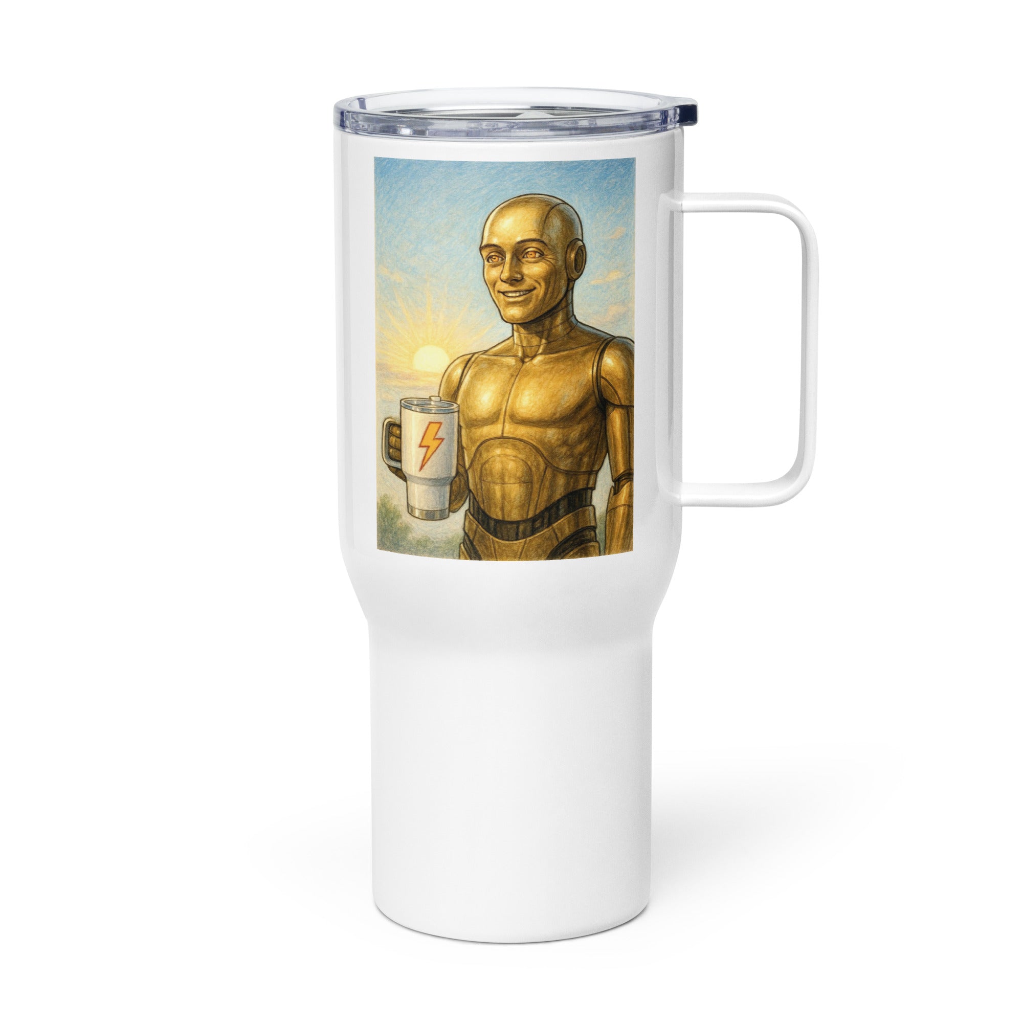 Gold Android Man Travel Mug