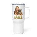 Blonde Woman with Abyssinian Cat Travel Mug