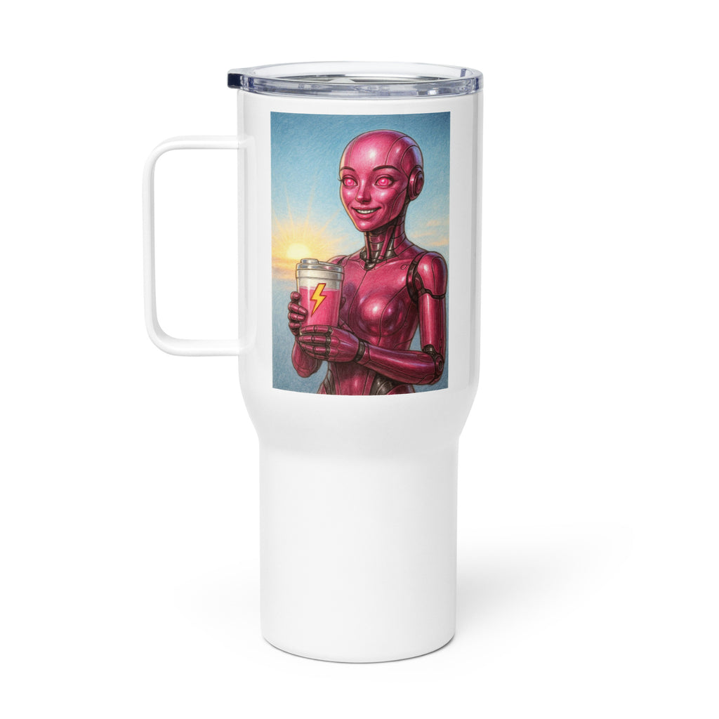 Pink Android Woman Travel mug with a handle