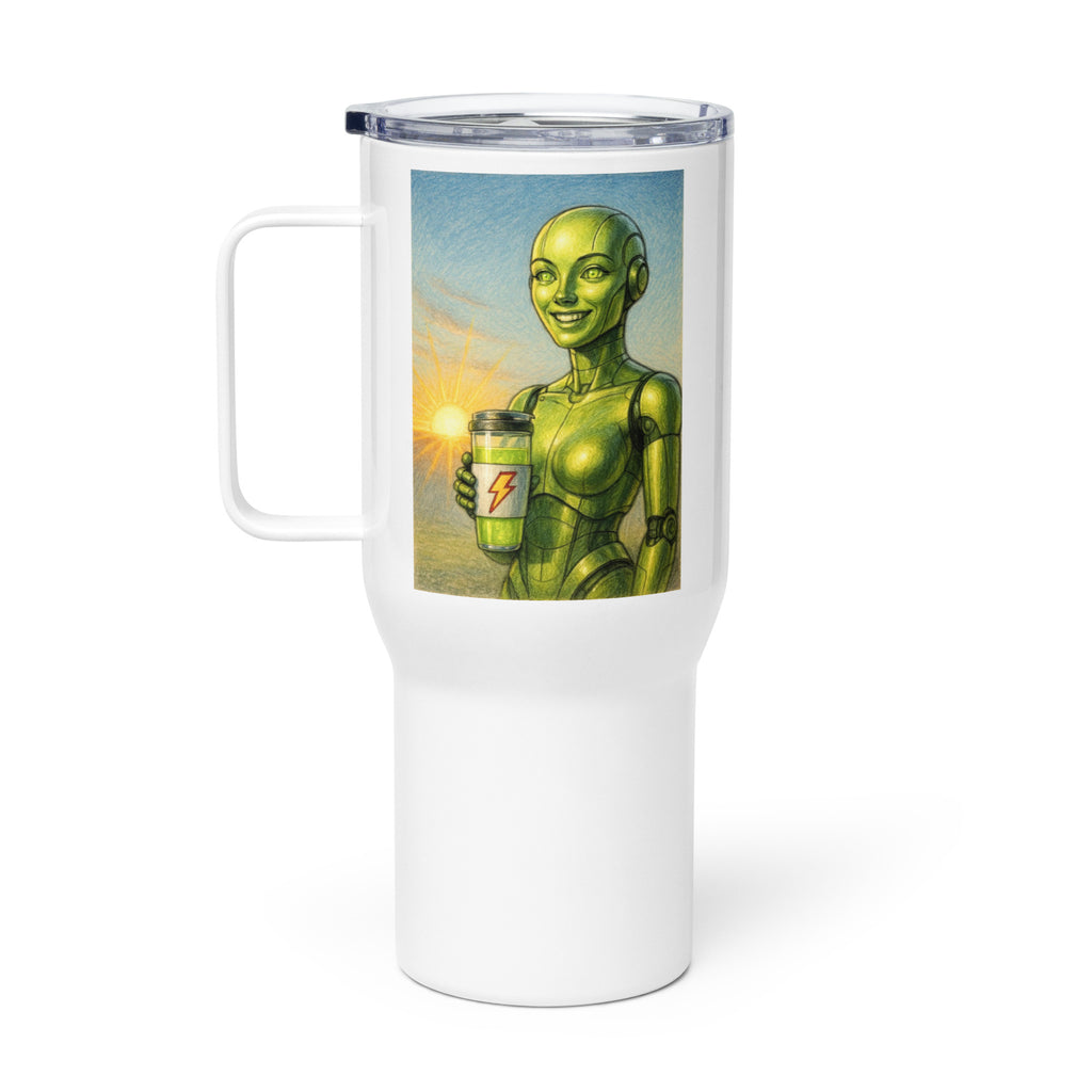 Lime Android Woman Travel mug with a handle
