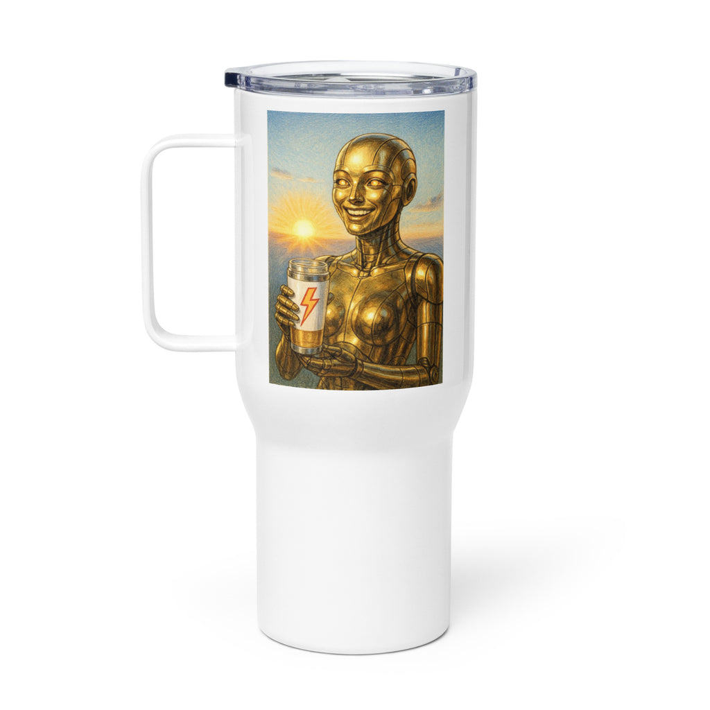 Gold Android Woman Travel mug with a handle