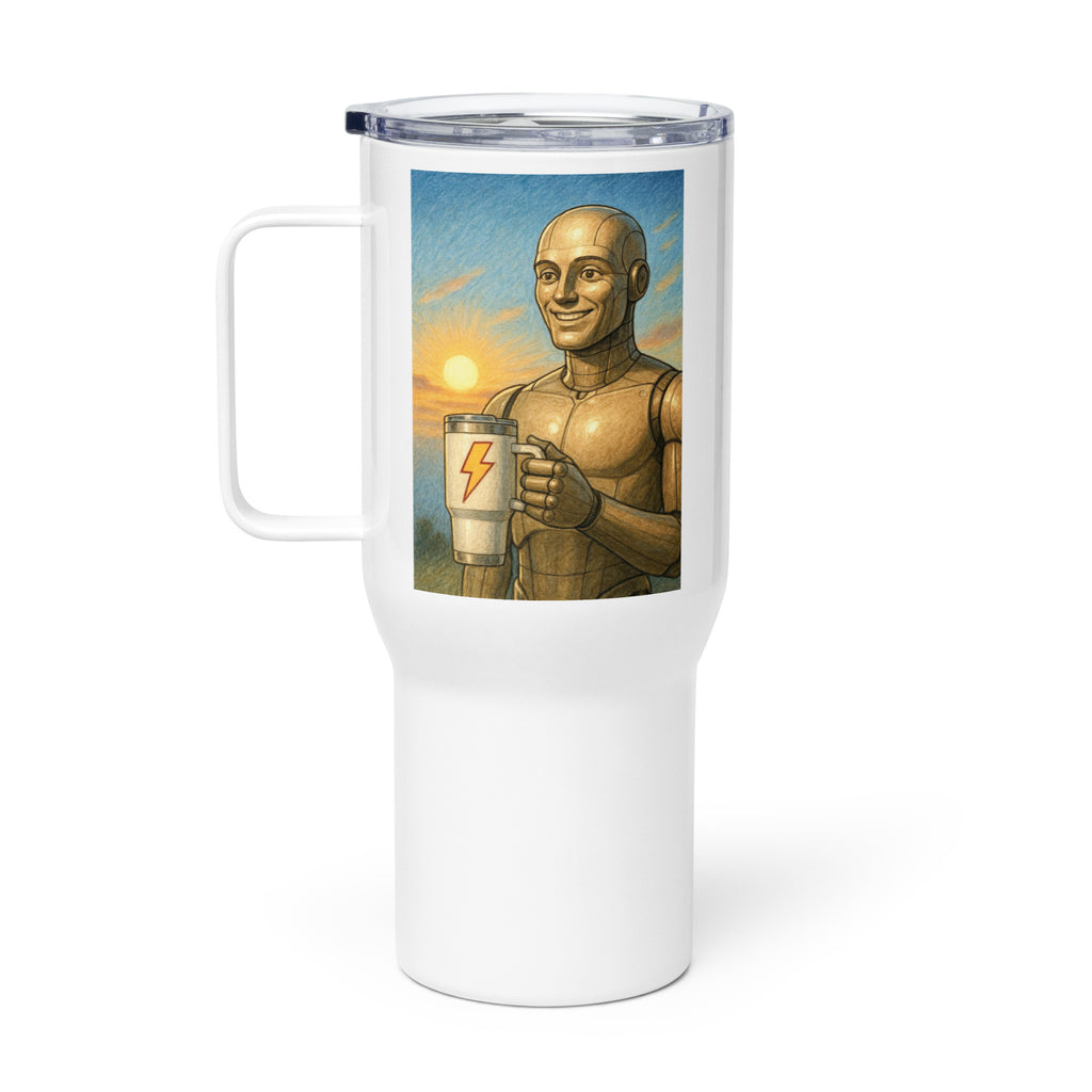 Beige Android Man Travel Mug