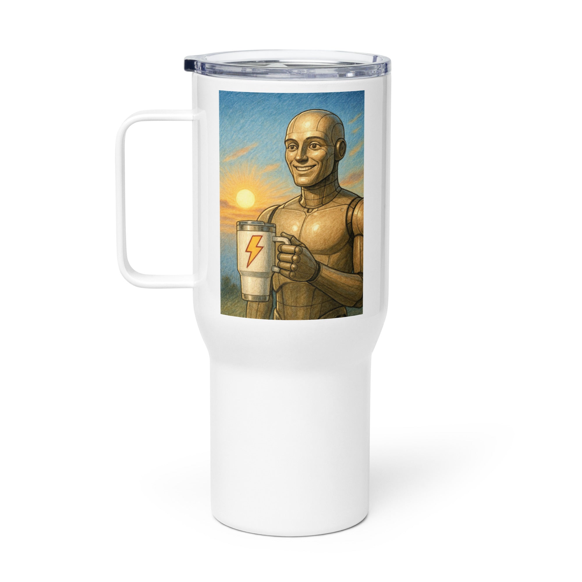 Beige Android Man Travel Mug