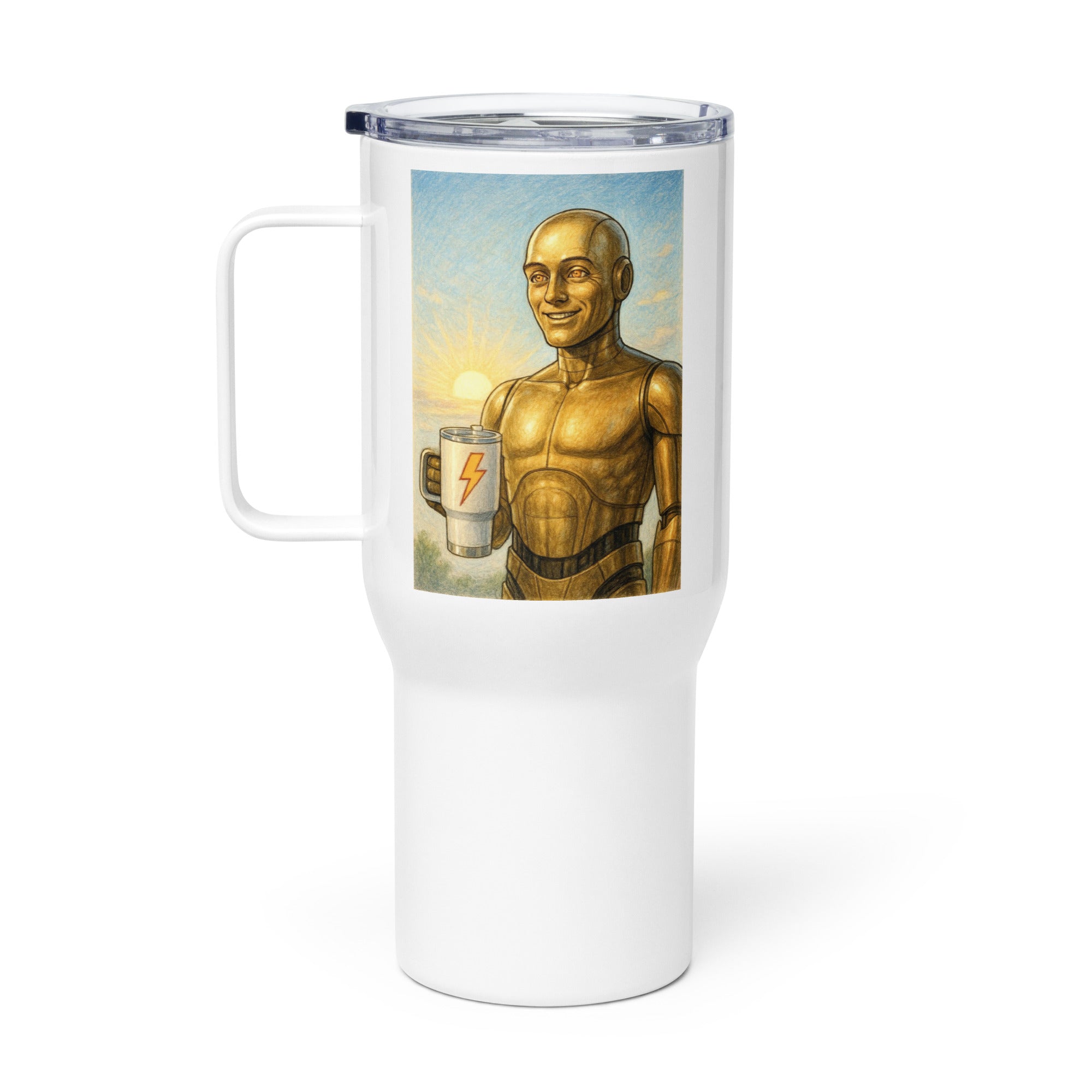 Gold Android Man Travel Mug