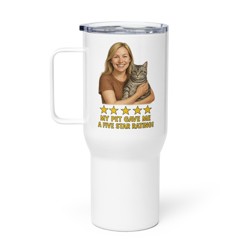Blonde Woman with Abyssinian Cat Travel Mug