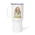 Blonde Woman with Sphynx Cat Travel Mug