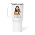 Brunette Woman with Ragdoll Cat Travel Mug