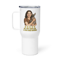 Brunette Woman with Sphynx Cat Travel Mug