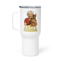 Salt & Pepper Woman with Abyssinian Cat RED Travel Mug