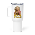 Salt & Pepper Woman with Abyssinian Cat PINK Travel Mug