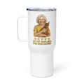 Salt & Pepper Woman with Abyssinian Cat GOLD Travel Mug