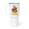 White Hair Woman with Abyssinian Cat RED Travel Mug