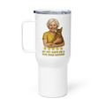 White Hair Woman with Abyssinian Cat GOLD Travel Mug