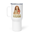 Red Hair Woman with Persian Cat Travel Mug