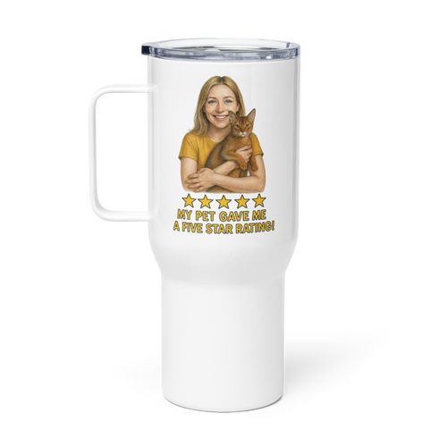 Blonde Woman GOLD Shirt with Abyssinian Travel Mug