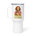 Red Hair Woman PINK Shirt with Abyssinian Cat Travel Mug