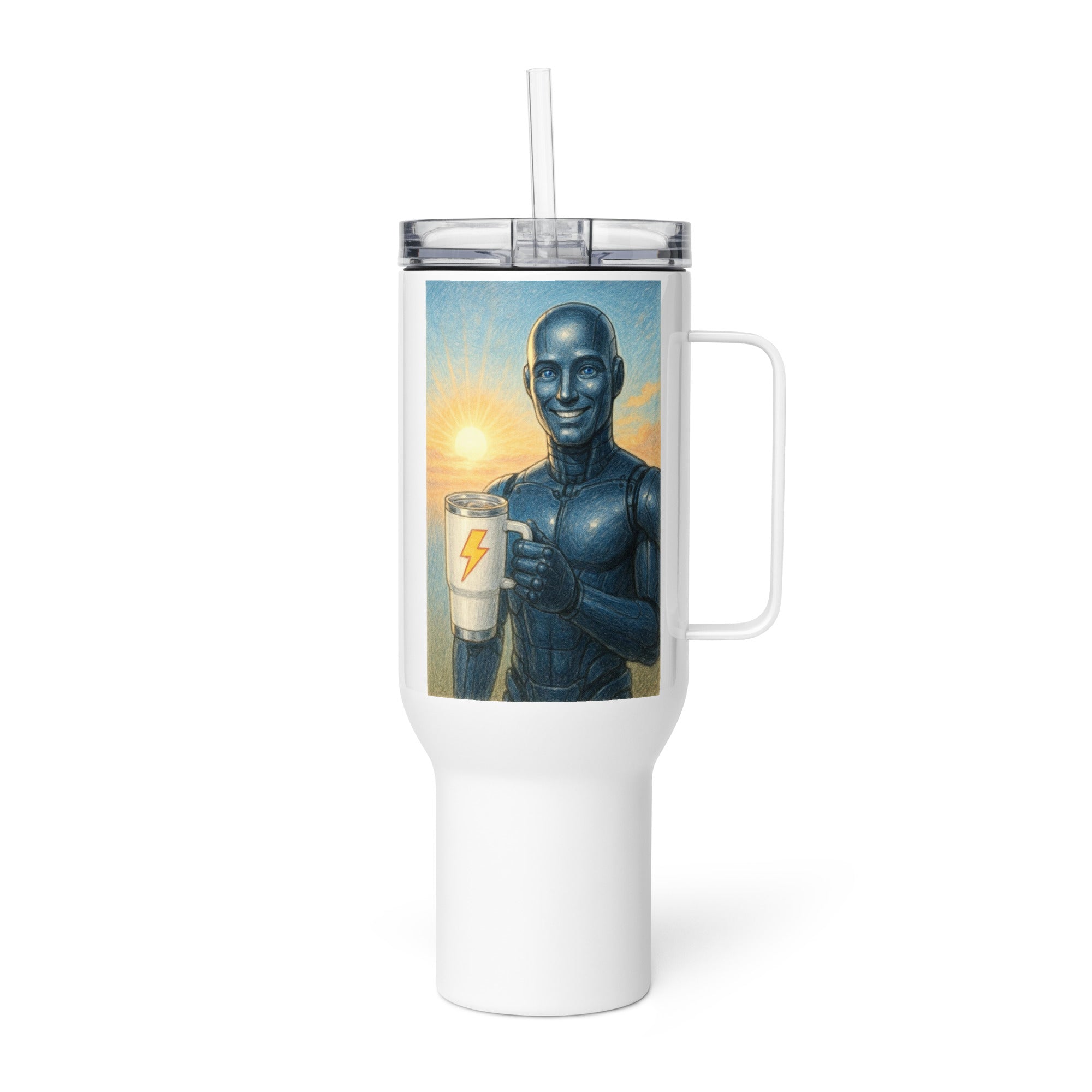 Navy Blue Android Man Travel Mug