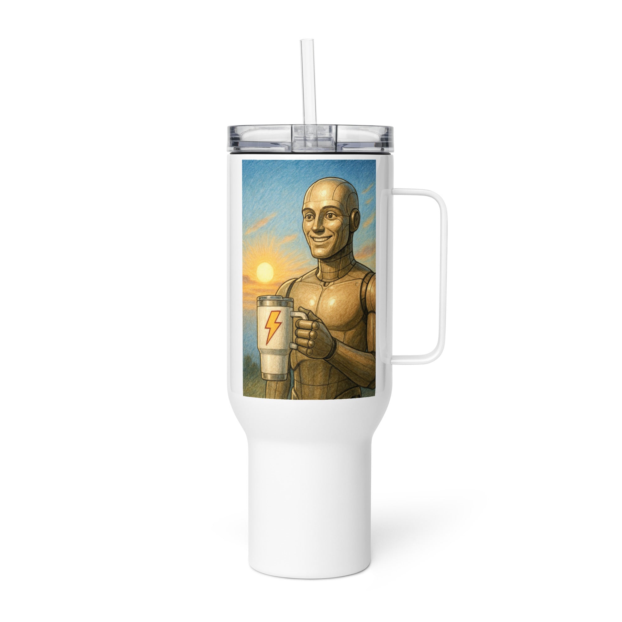 Beige Android Man Travel Mug