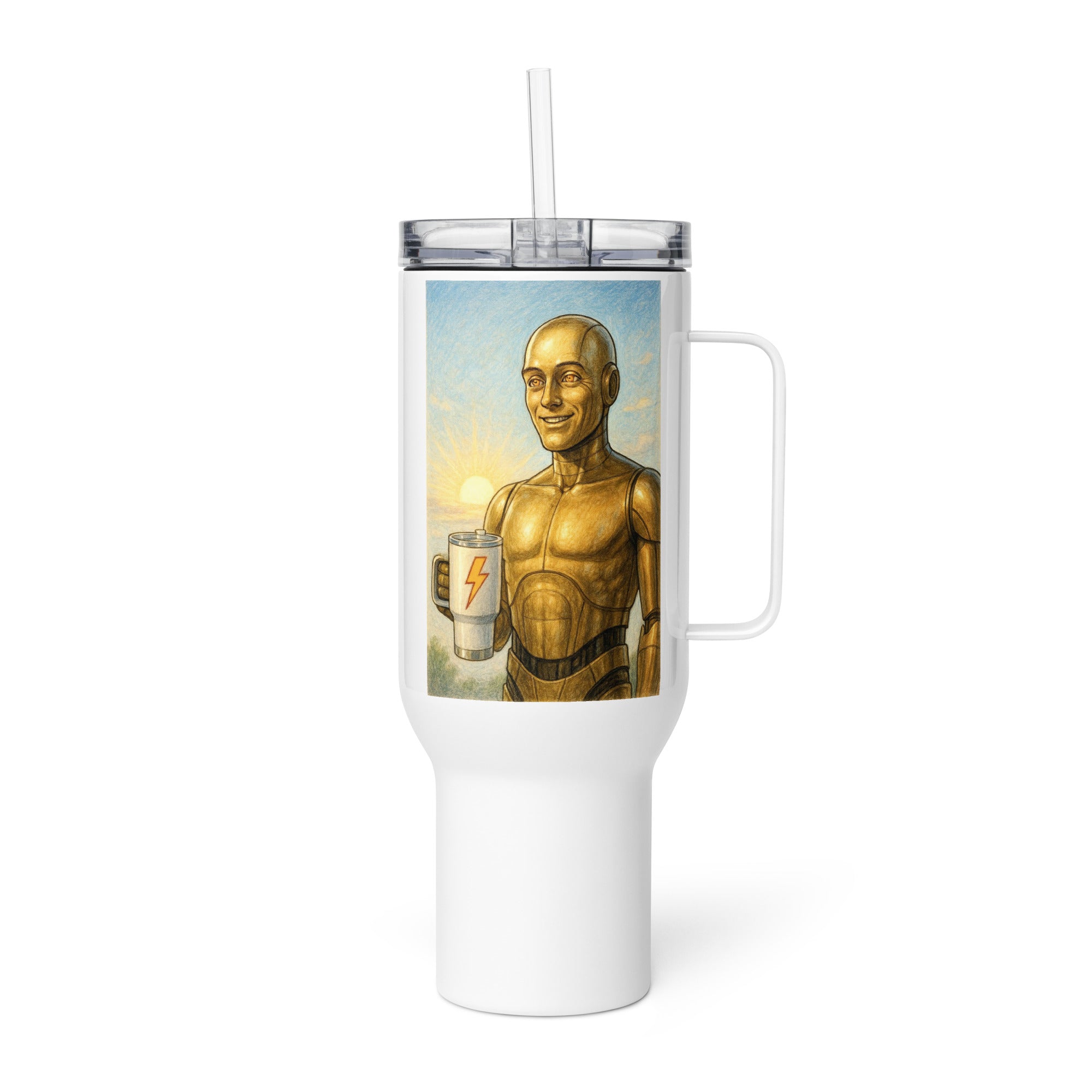 Gold Android Man Travel Mug