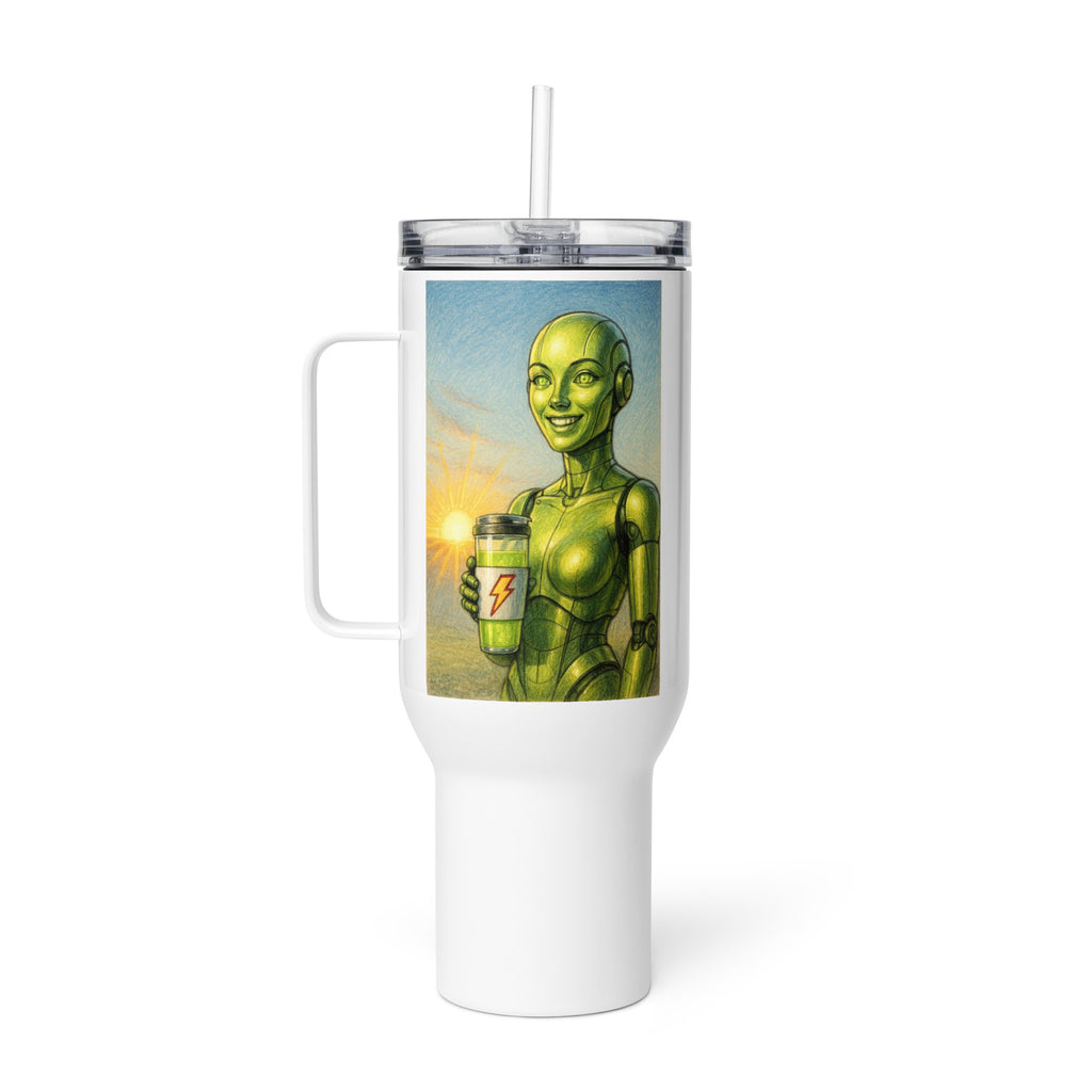 Lime Android Woman Travel mug with a handle