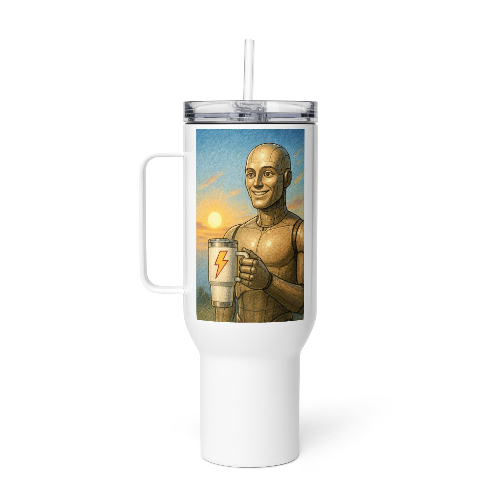 Beige Android Man Travel Mug