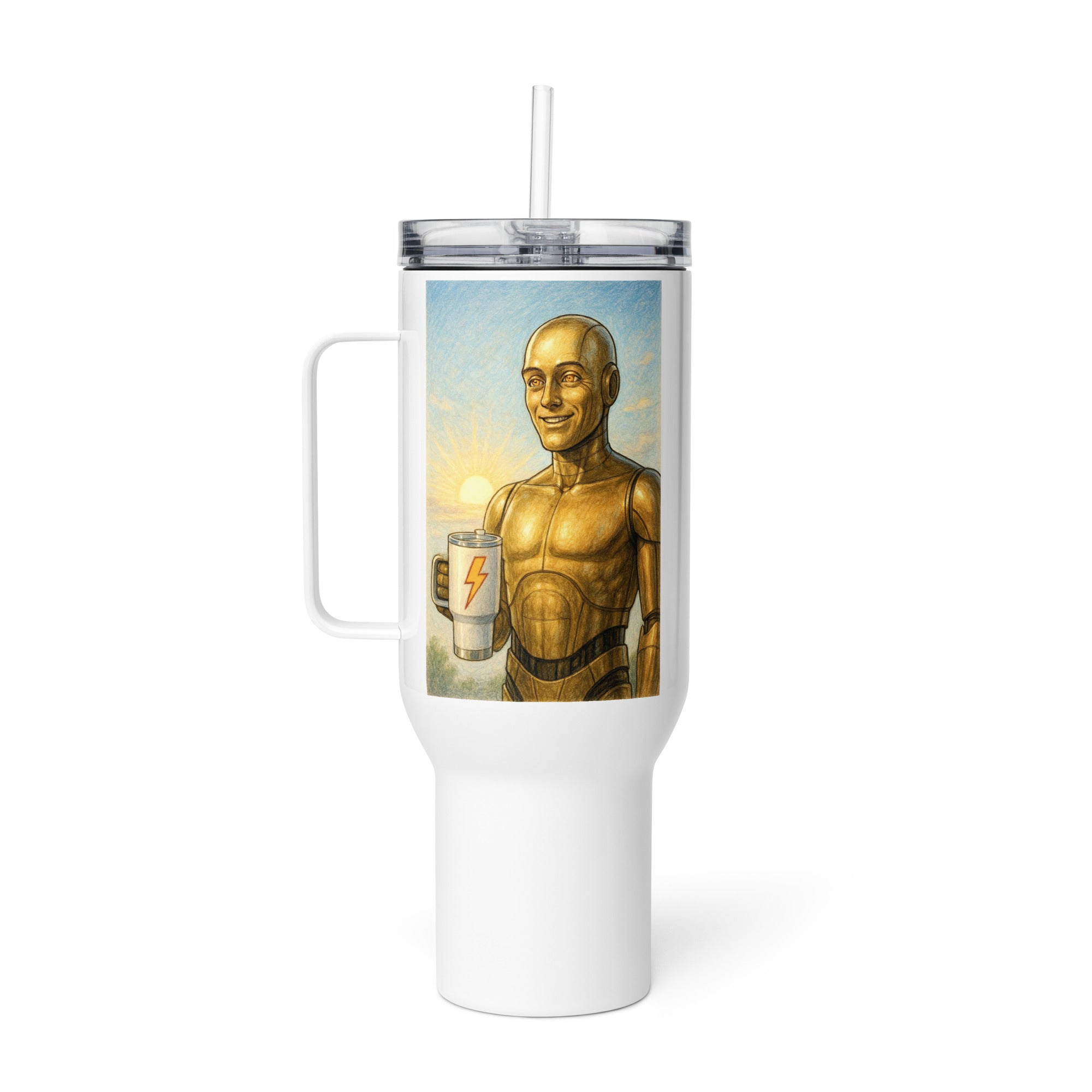 Gold Android Man Travel Mug