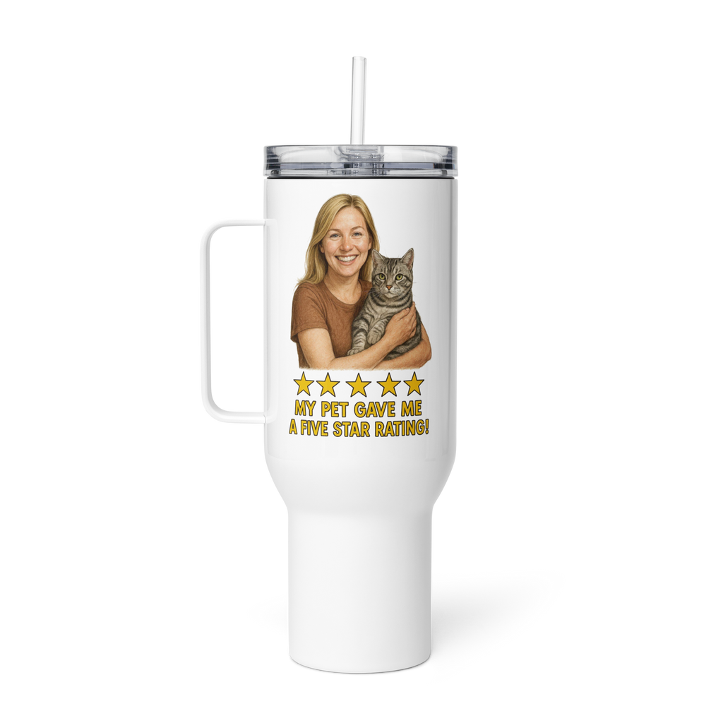 Blonde Woman with Abyssinian Cat Travel Mug