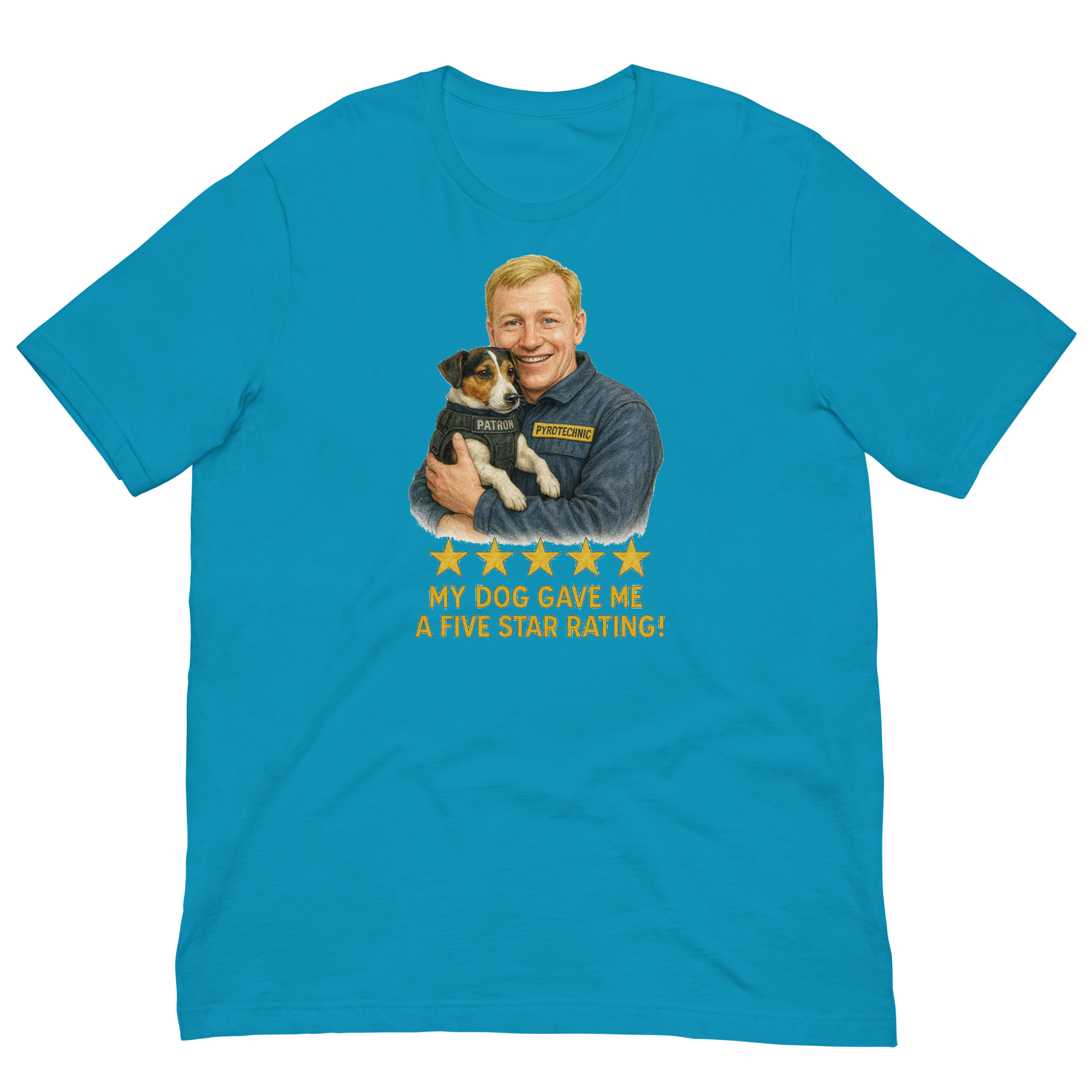Blonde Man with Patron graphic tee.