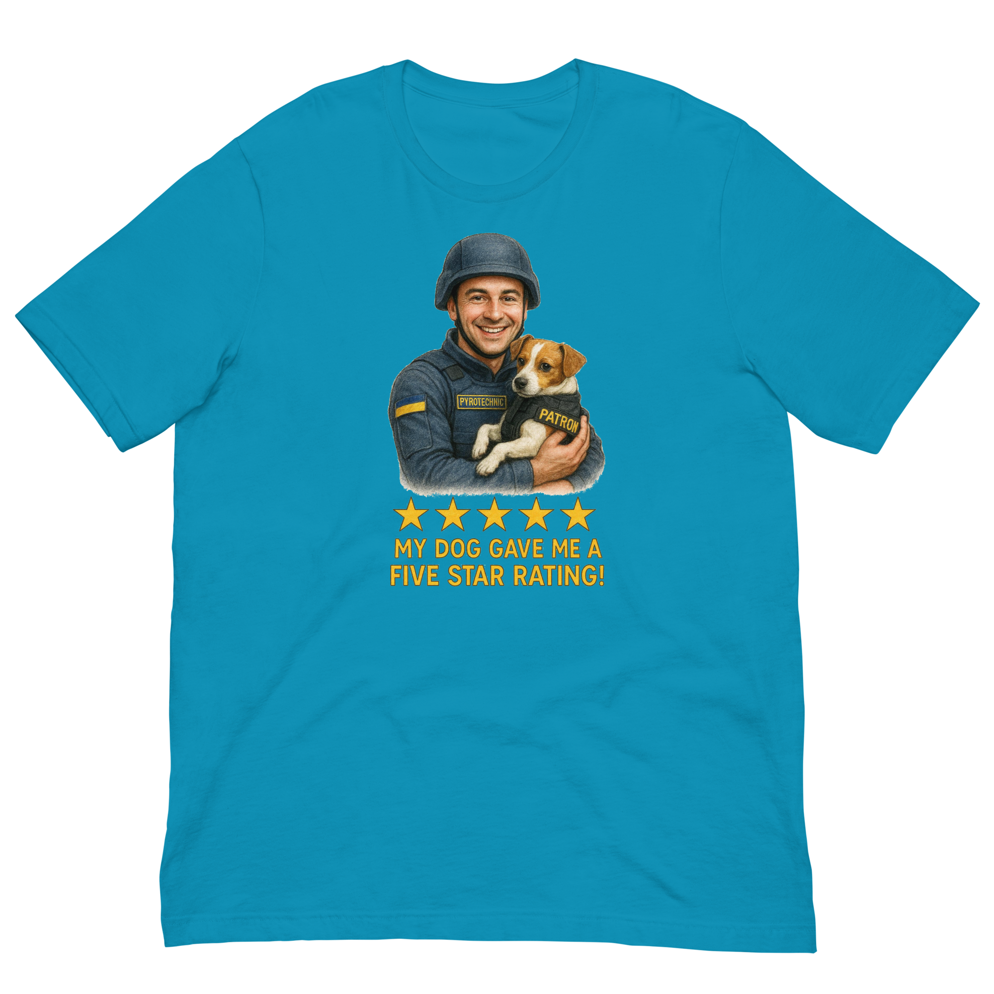 Brunette Man with Patron graphic tee.