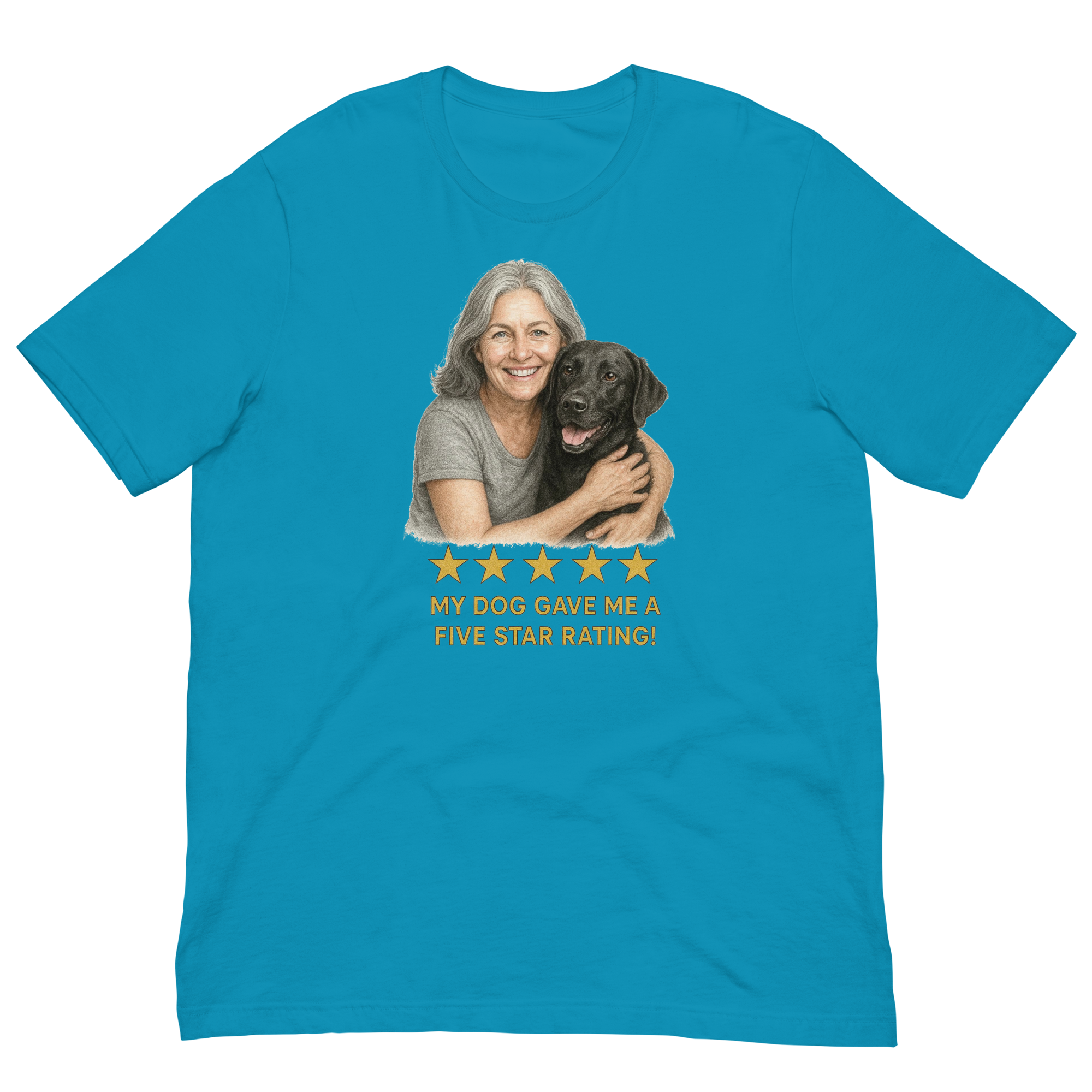 Salt & Pepper Woman with Black Labrador graphic tee - aqua