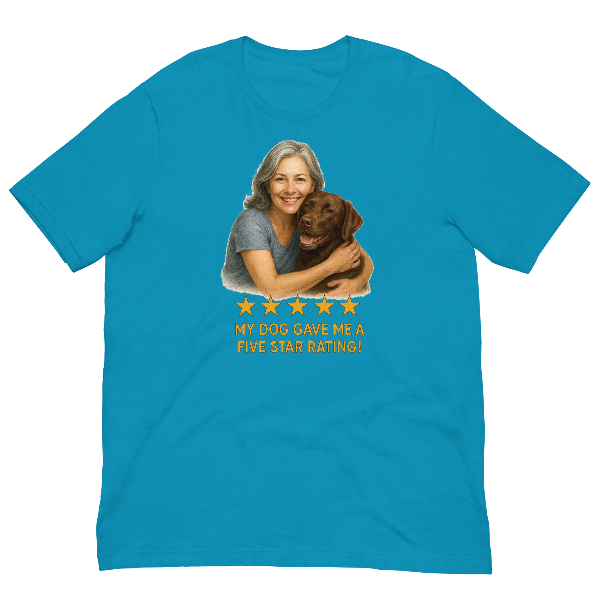 Salt & Pepper Woman with Chocolate Labrador graphic tee - aqua