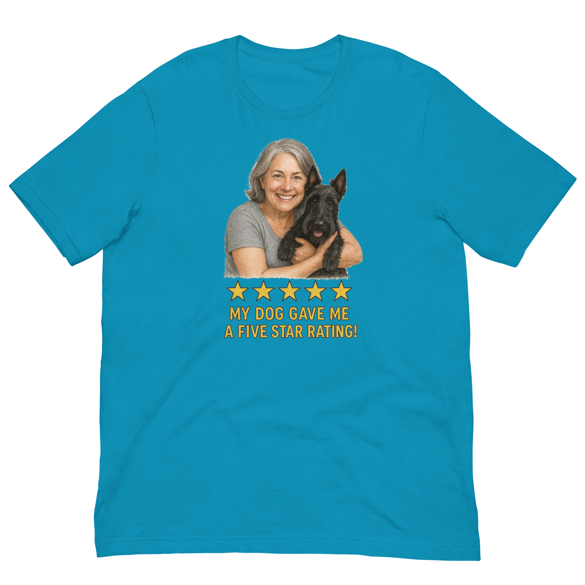 Salt & Pepper Woman with Scottie graphic tee - aqua