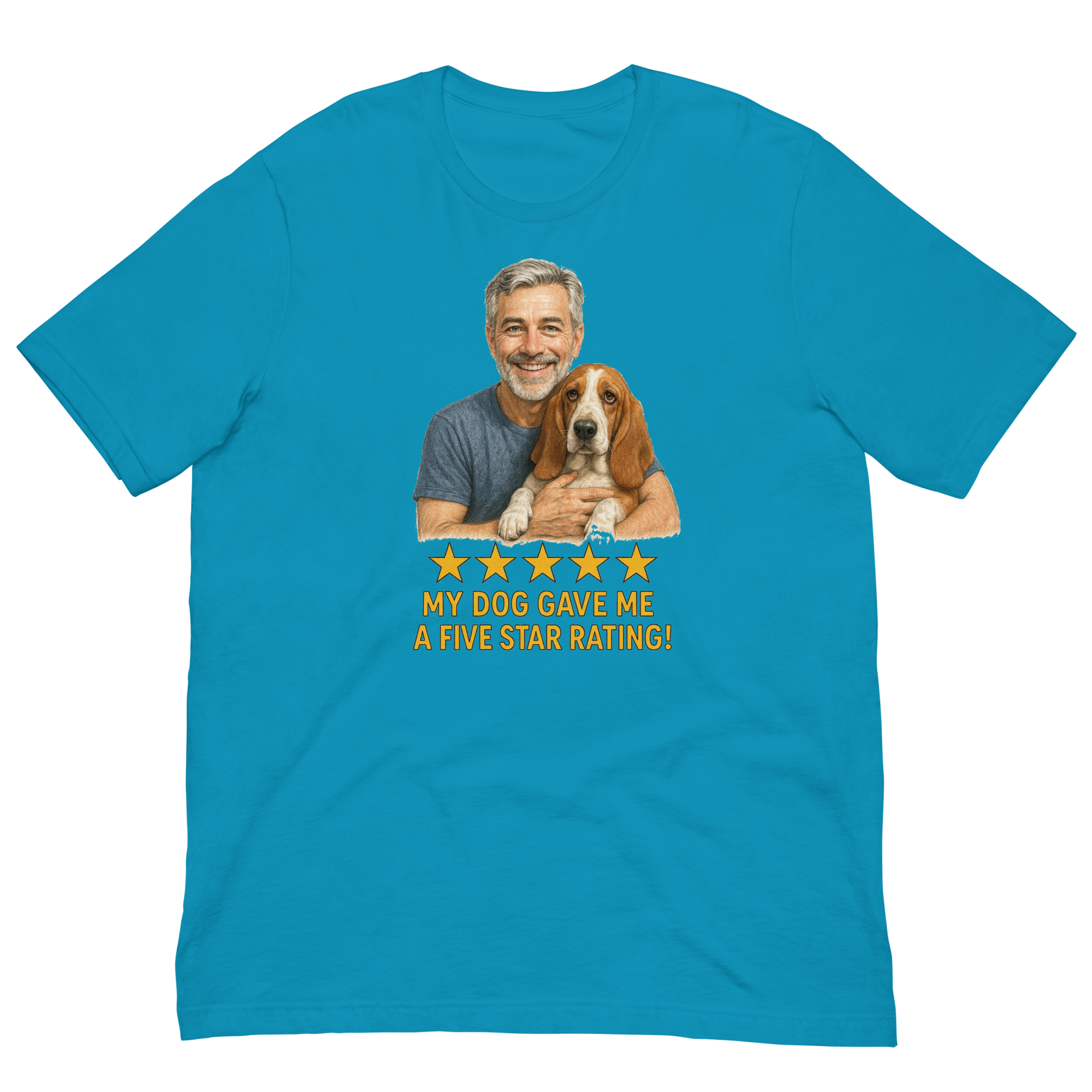 Salt & Pepper Man with Basset Hound graphic tee.
