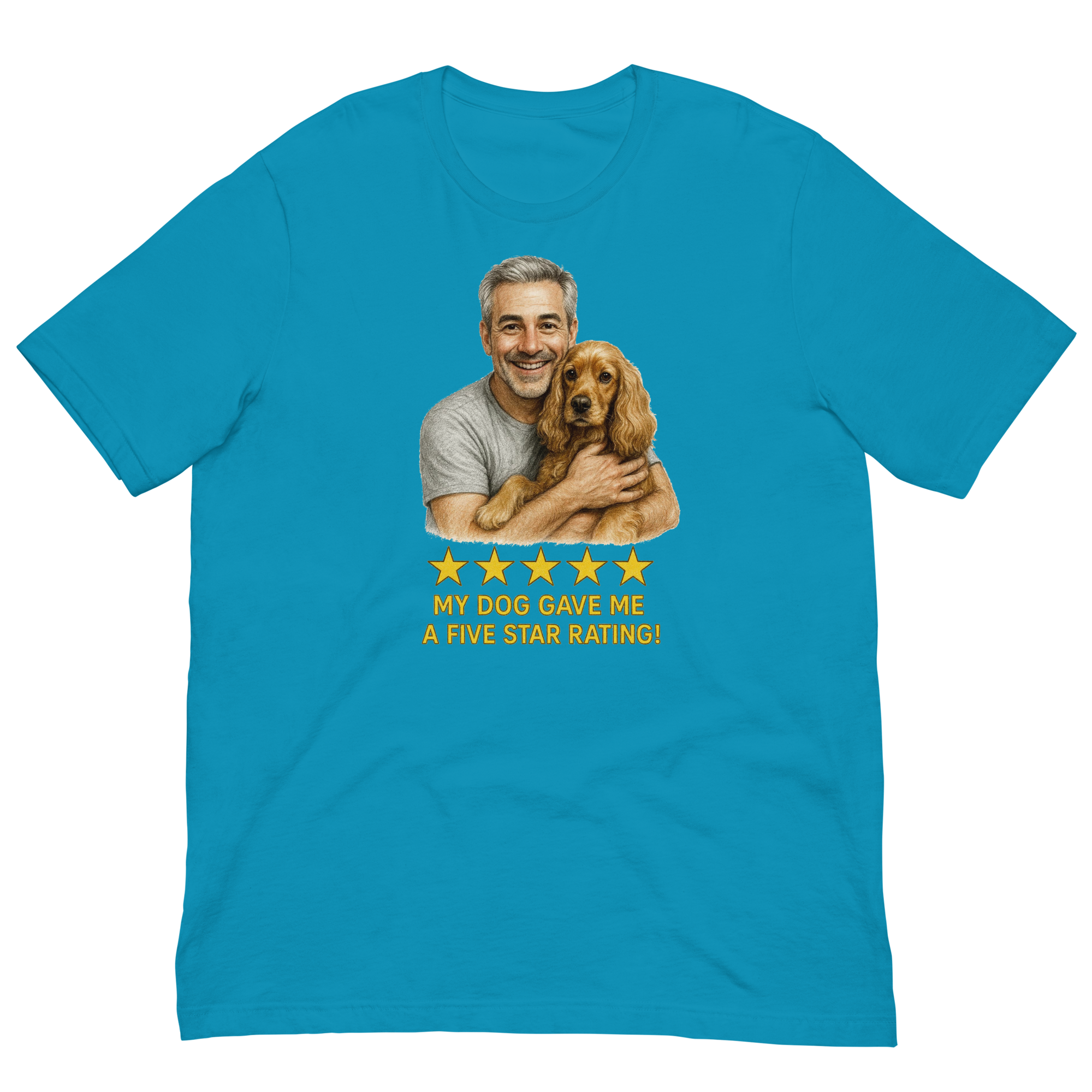 Salt & Pepper Man with Cocker Spaniel graphic tee.