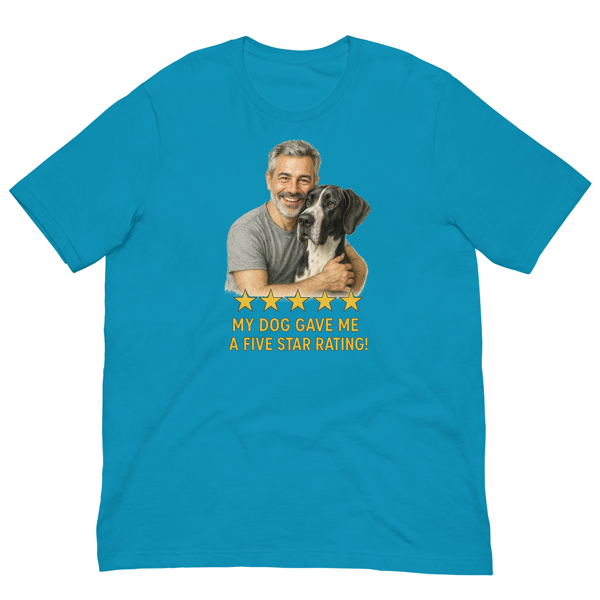 Salt & Pepper Man with Great Dane graphic tee.