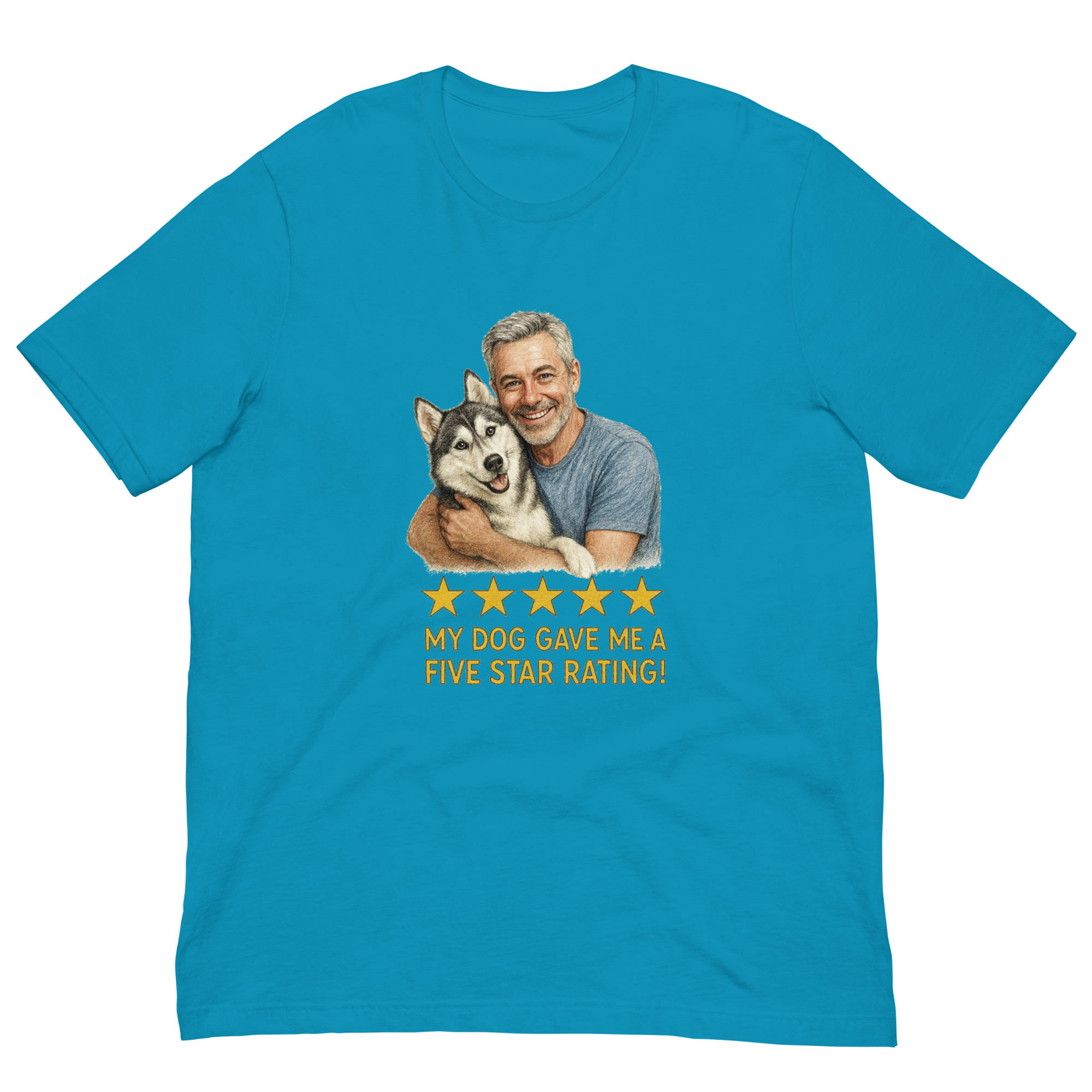 Salt & Pepper Man with Alaskan Husky graphic tee.