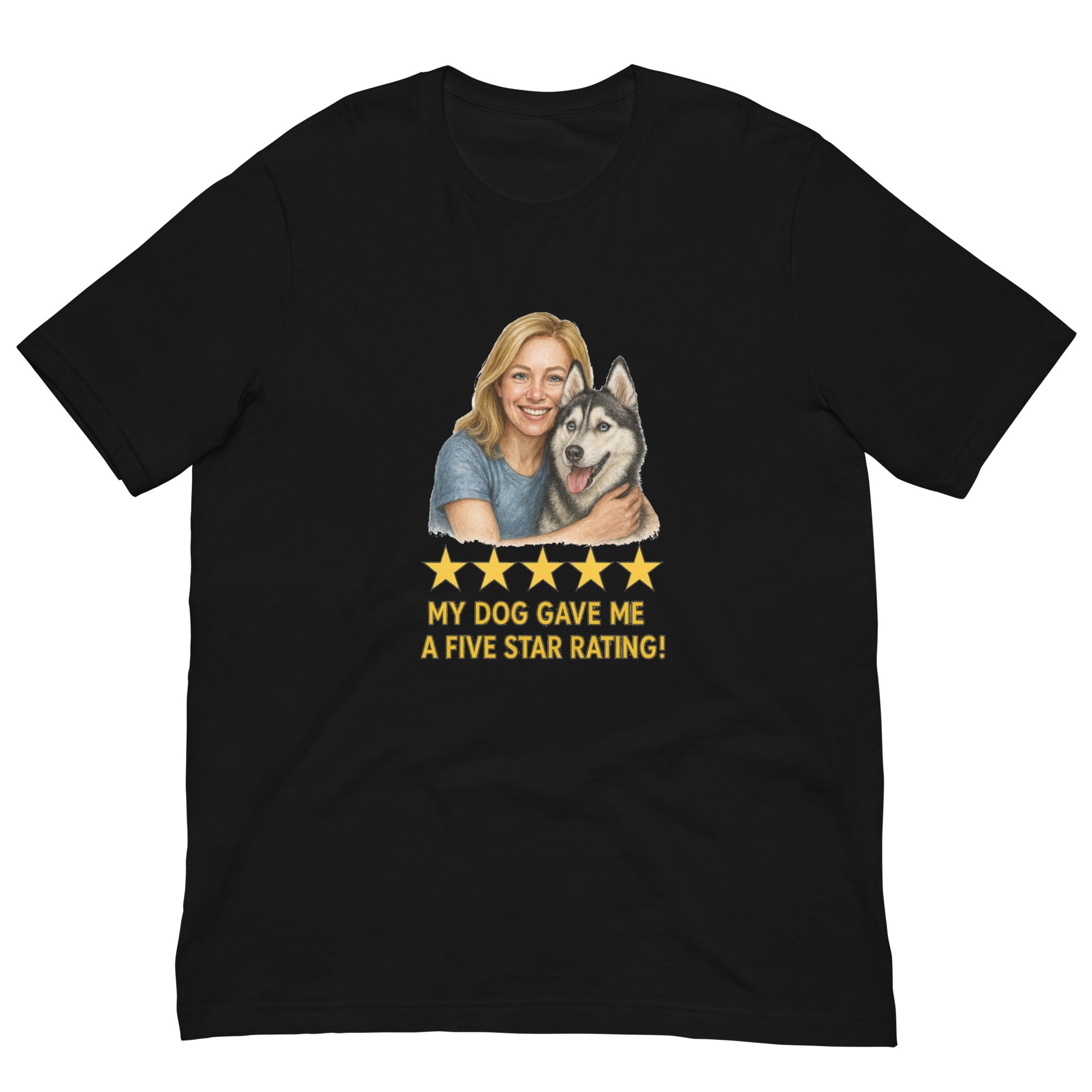 Blonde Woman with Alaskan Husky graphic tee - black