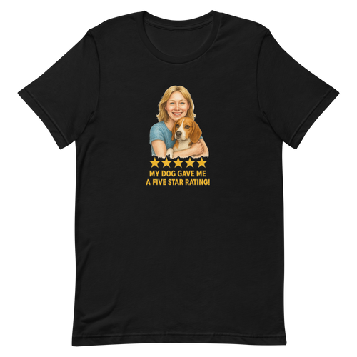 Blonde Woman with Beagle graphic tee - black