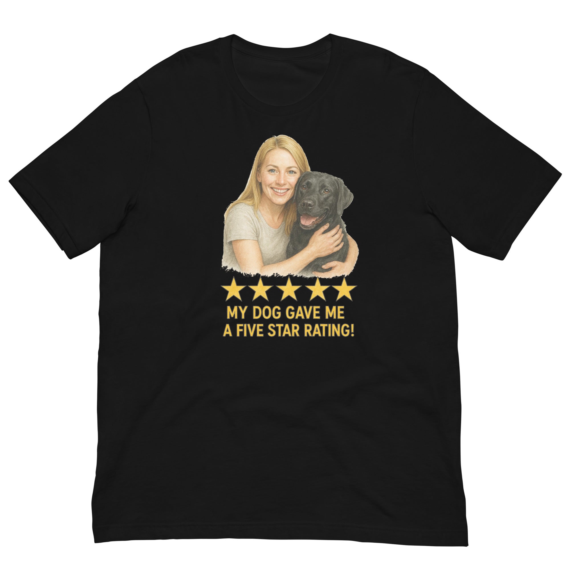 Blonde Woman with Black Labrador graphic tee - black