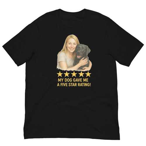 Blonde Woman with Black Labrador graphic tee - black