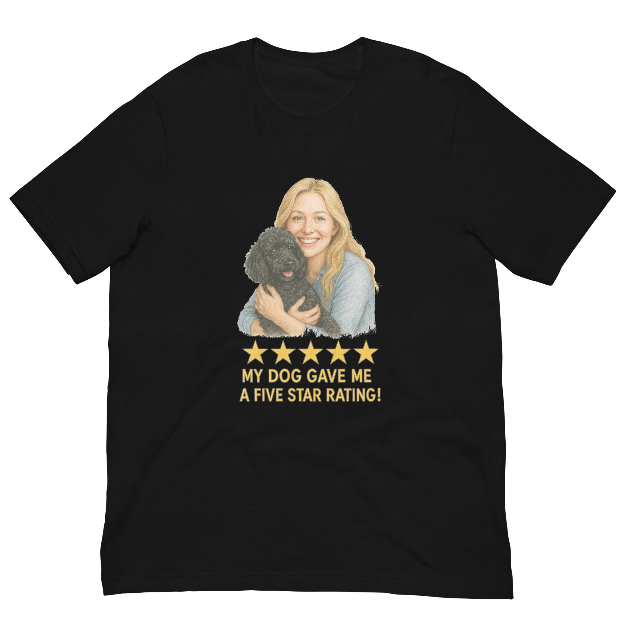 Blonde Woman with Black Poodle graphic tee - black