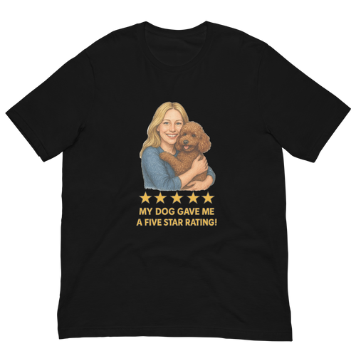 Blonde Woman with Brown Poodle graphic tee - black