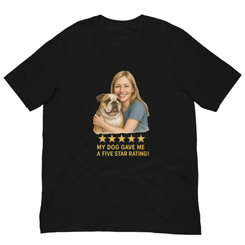 Blonde Woman with Bulldog graphic tee - black