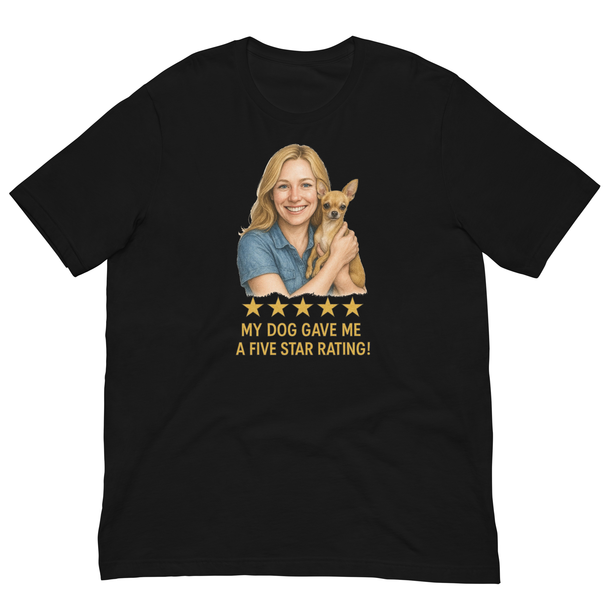 Blonde Woman with Chihuahua graphic tee - black